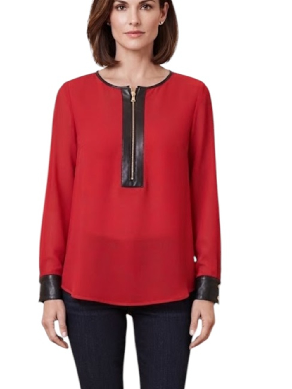 Women’s blouse size L red black color excellent condition made in Italy